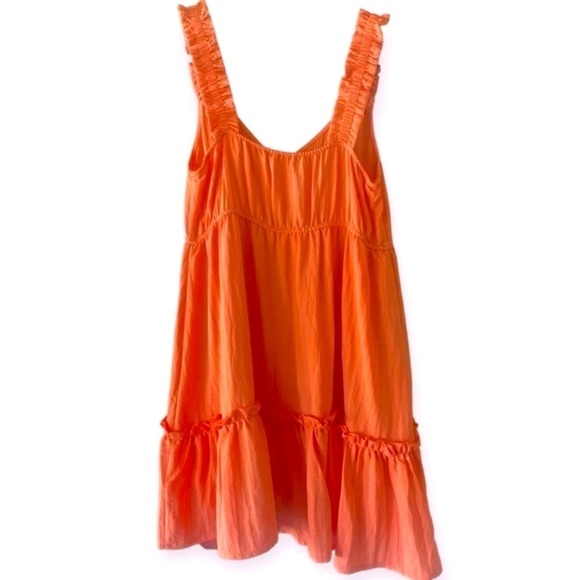 Blue Pepper Solid Ruffle Mini Dress Garden Girl Cantalope Size Large NWT - Picture 8 of 14